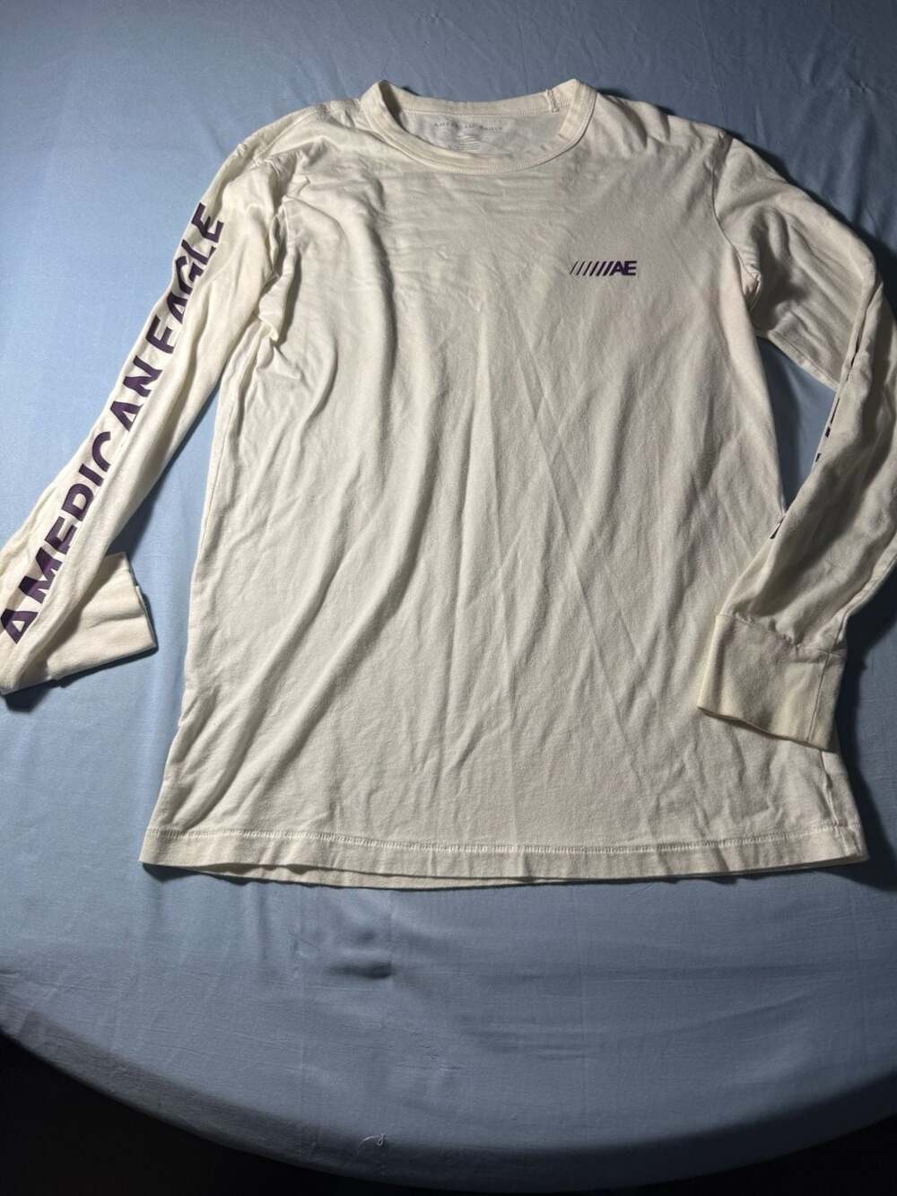 American Eagle AE 24/7 Active Long-Sleeve Graphic T-Shirt White Size XS